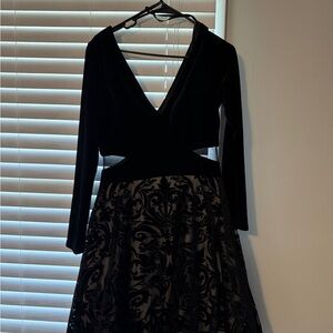 XSCAPE Elegant Black Velvet Dress NWT